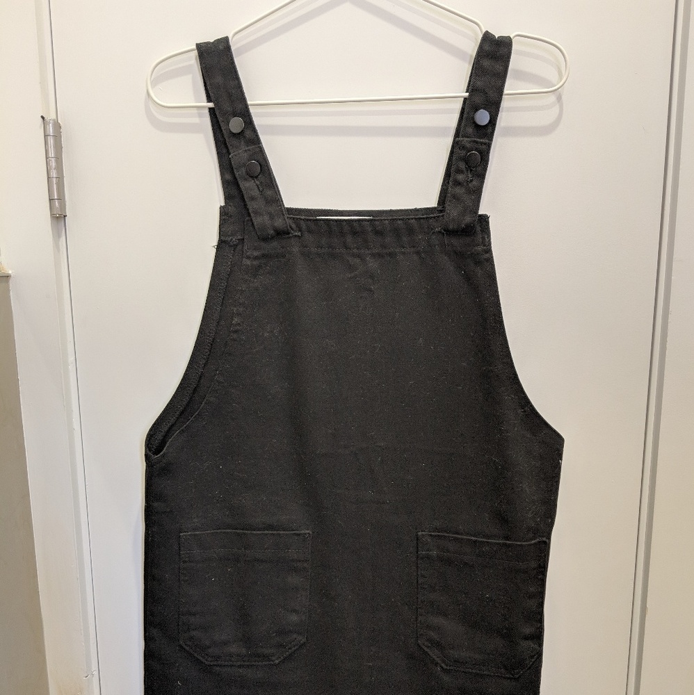 Black Denim Overall Dress